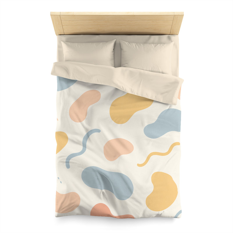Microfiber Duvet Cover Boho Style, Design 88, Twin Duvet Cover, White