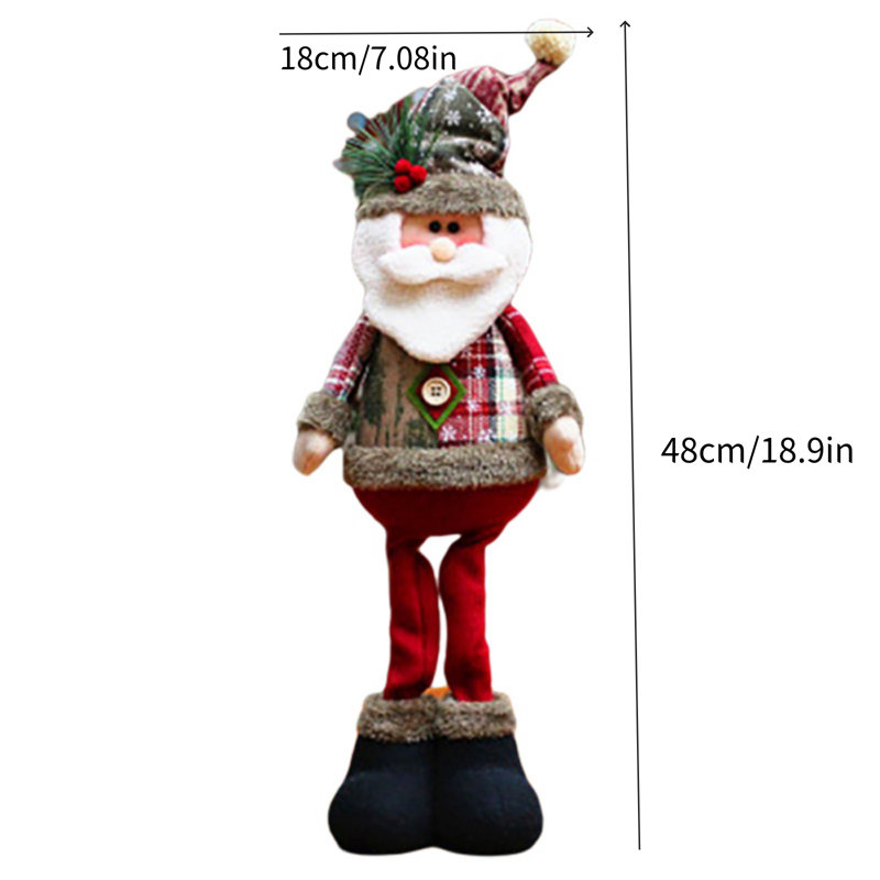 Décoration de Noël en forme de poupée de 48 cm (18,9 pouces), figurine de Père Noël en peluche pour foyer