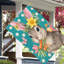 Joli drapeau floral lapin, pour intérieur et extérieur, L 70 x l 47