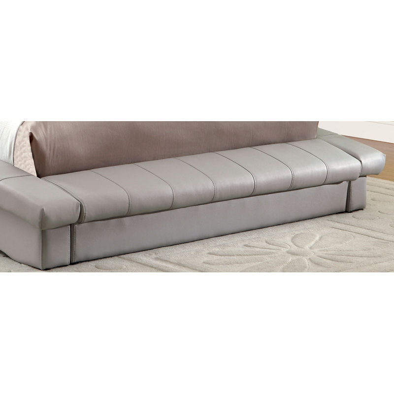 Antwerp Upholstered Faux Leather Standard Bed, Queen, Gray