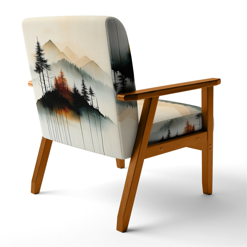 Chaise rembourrée Forest - Fauteuil Minimal Forest Solitude Horizon, Accoudoirs carrés bruns