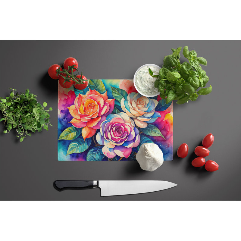 Grande planche à découper en verre Gardenias