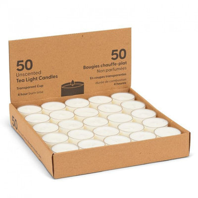 Ensemble de 50 bougies chauffe-plat non parfumées