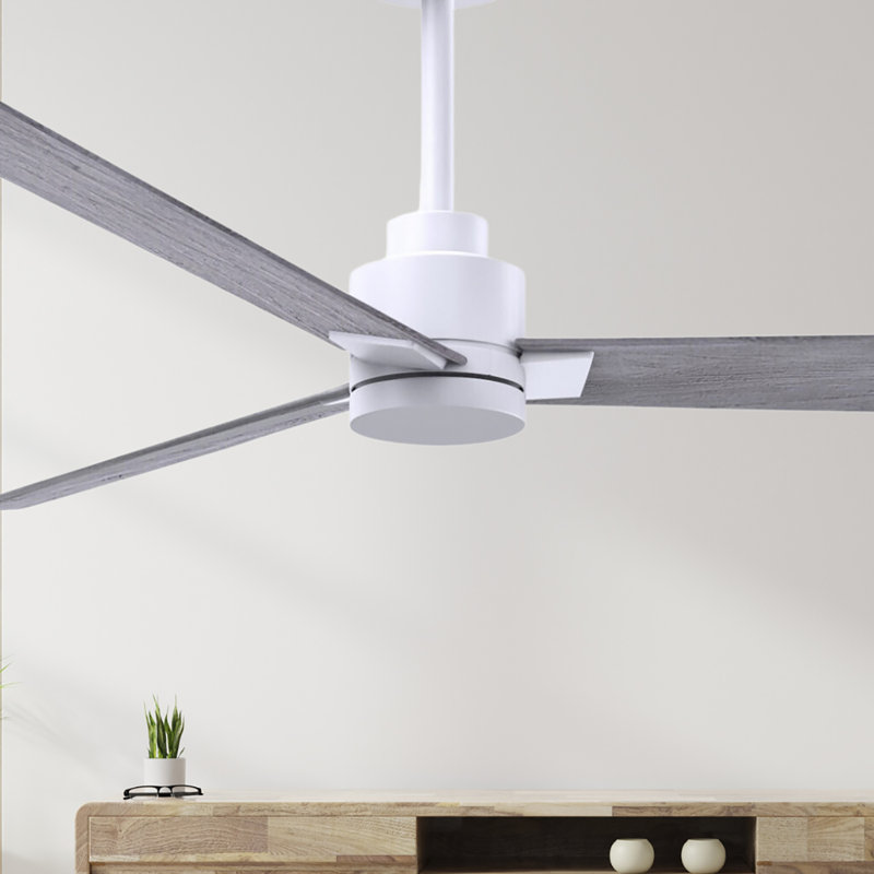 Alessandra Outdoor Downrod Ceiling Fan, Matte White, Barn Wood Tone