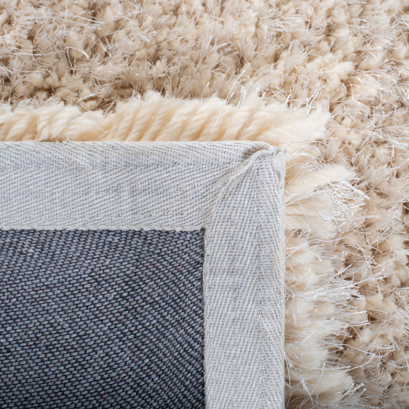 Tapis beige touffeté à la main Delane, Rond 7 pi