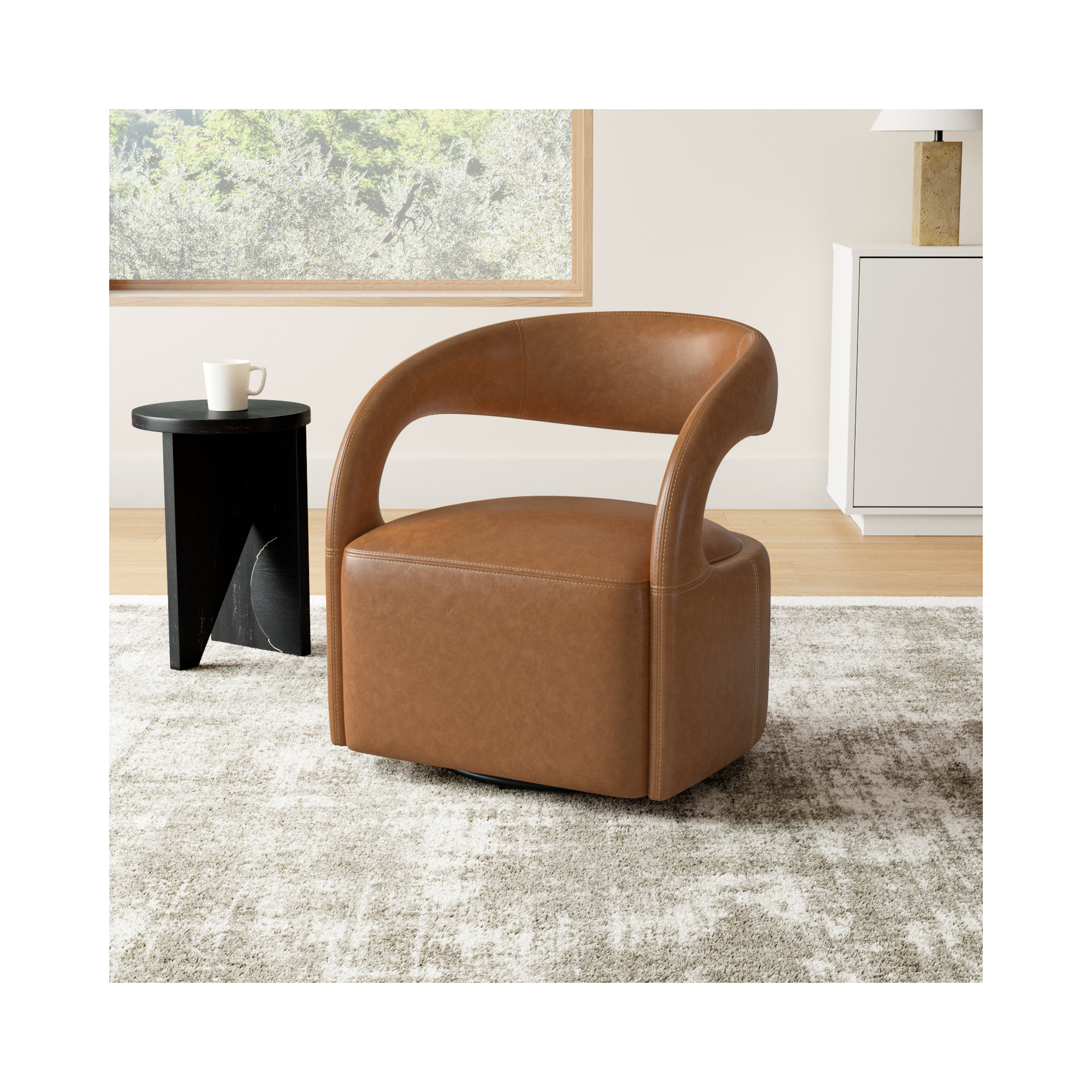 Finton Upholstered Swivel Armchair, Sonoma Butterscotch Top Grain Leather