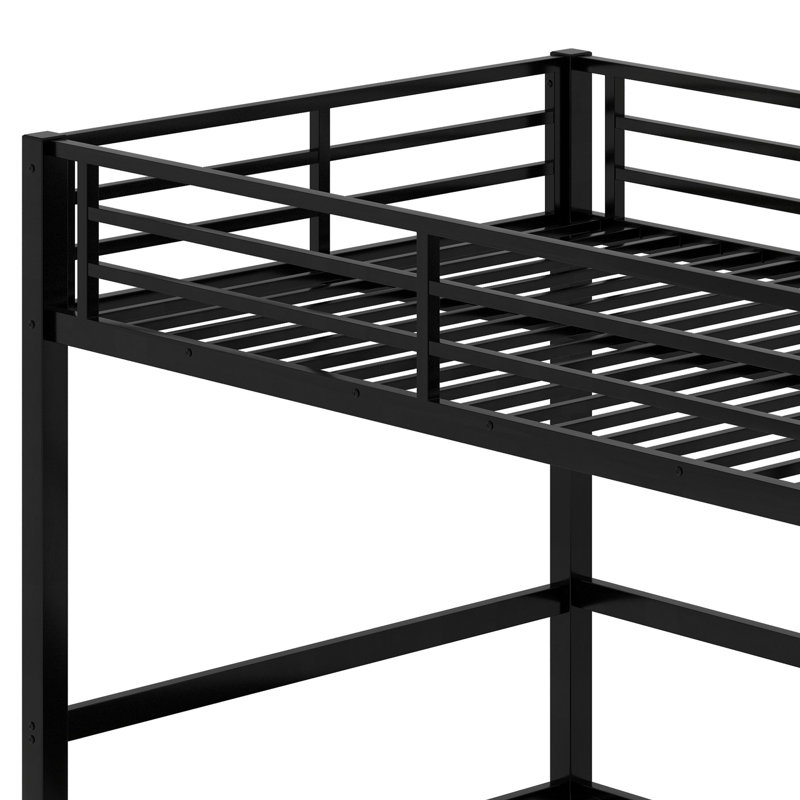 Lit superposé en métal, le lit inférieur peut être retiré en trois sections, le lit supérieur est équipé de rails de sécurité