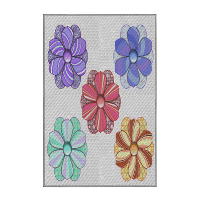 Tapis violet/rouge/vert à motif