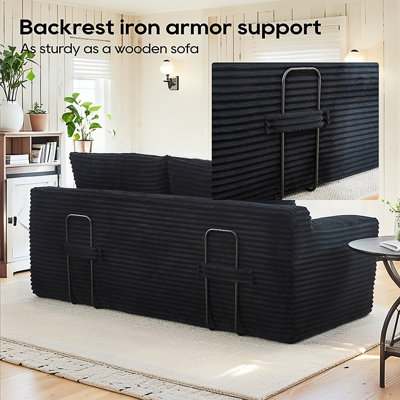 Loveseat Sofa with Memory Foam & Steel Frame, Convertible 2-in-1 Design Compact Loveseat