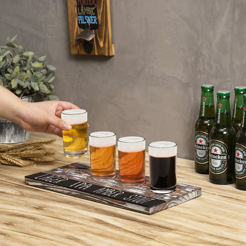 4 Piece 207ml Glass Beer Flight Set, Torched