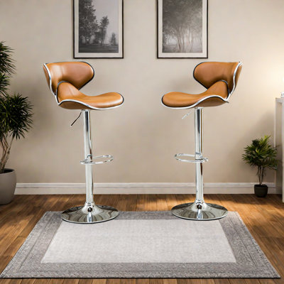 Furniture Cushioned Leatherette Upholstery Airlift Adjustable Swivel Barstool Set of 2 -  KINVOP, SZ7P4PXZ834XZ