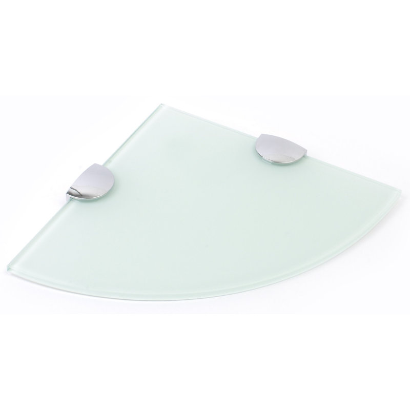 Fanney Triangle Glass Floating Shelf with Adjustable Shelves, White, 0.6cm H x 18cm W x 18cm D