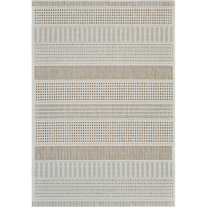 Rug Branch Azura 6' x 9' (5'11" x 9'0") Beige/Brown Geometric Indoor Area Rug, Contemporary, Low Pile, Stain-Resistant Carpet - Living Room, Bedroom, Dining Room, and Kitchen