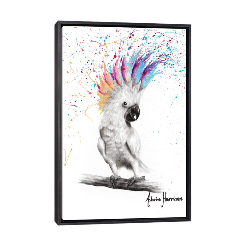 «Punk Cockatoo» par Ashvin Harrison - impression, Toile avec cadre noir patiné, Aucun mat, H 40 po x l 26 po x P 1,5 po