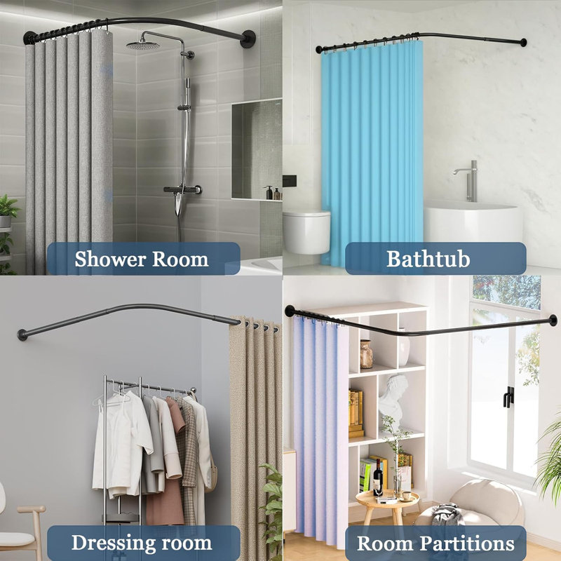 51.18cm L-Shaped Wall Shower Curtain Pole
