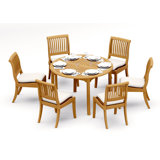 2 Seats 3 Pcs Grade-A Teak Wood Dining Set: 48" Round Table And 2 Arbor Stacking Armless Chairs #11AB1000