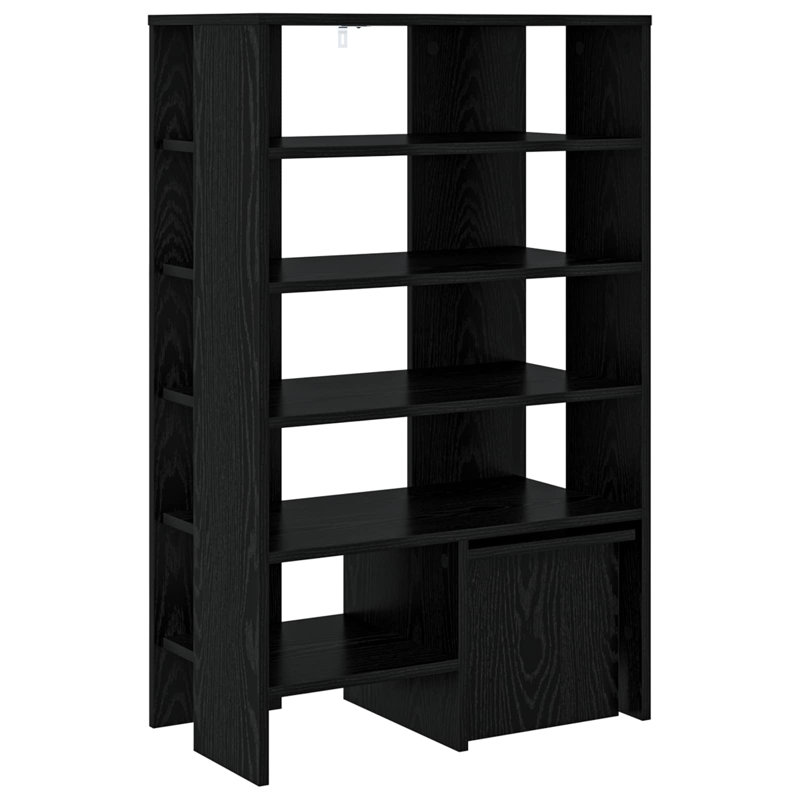 14 Pair Shoe Storage Cabinet, Black Oak