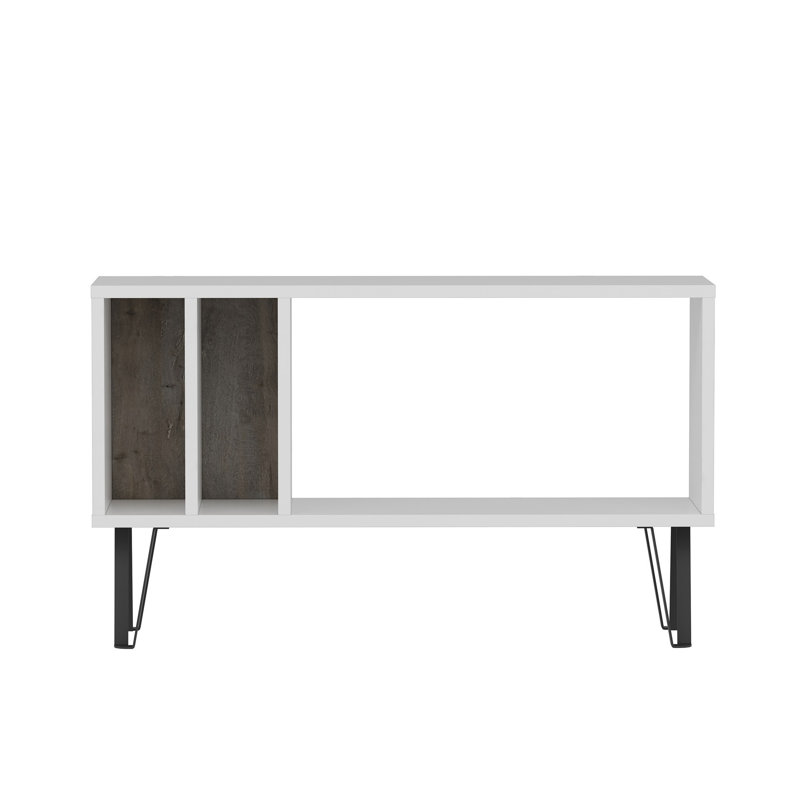 Analeese Unfinished TV Stand for TVs up to 32", White/Dark Grey