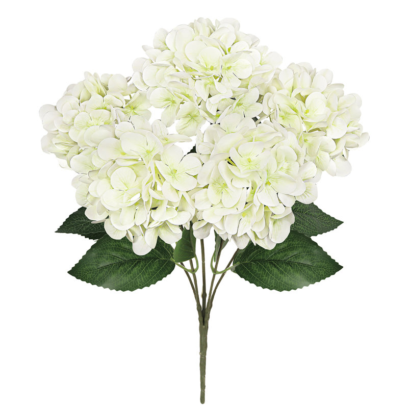 Natural Touch Artificial Hydrangea Flower Stem Bush Bouquet, Cream White