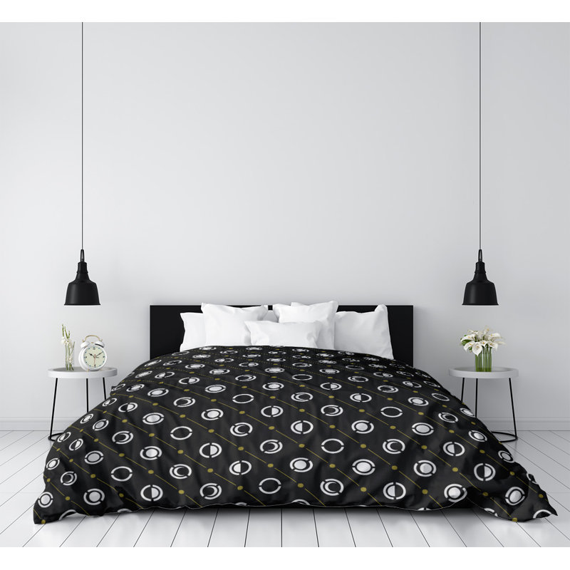 Housse de couette simple Moon phases, Housse de couette simple TG, Accent jaune clair, Polyester brossé