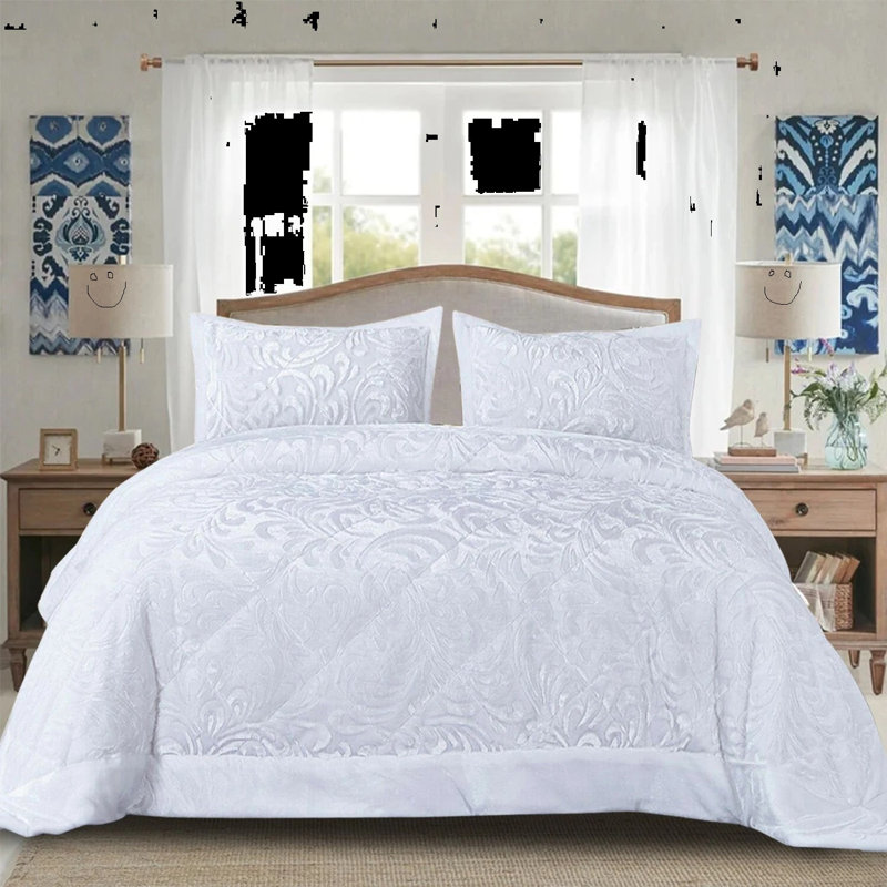 Bedspread with Pillow Shams Included, Super King Bedspread + 2 Standard Shams, White