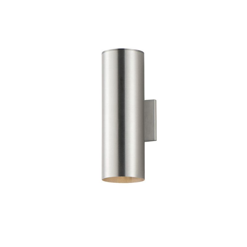 Applique murale d'extérieur en aluminium brossé H 6 po Barbara, Aluminium brossé, H 15 po x l 5 po x P 6,25 po