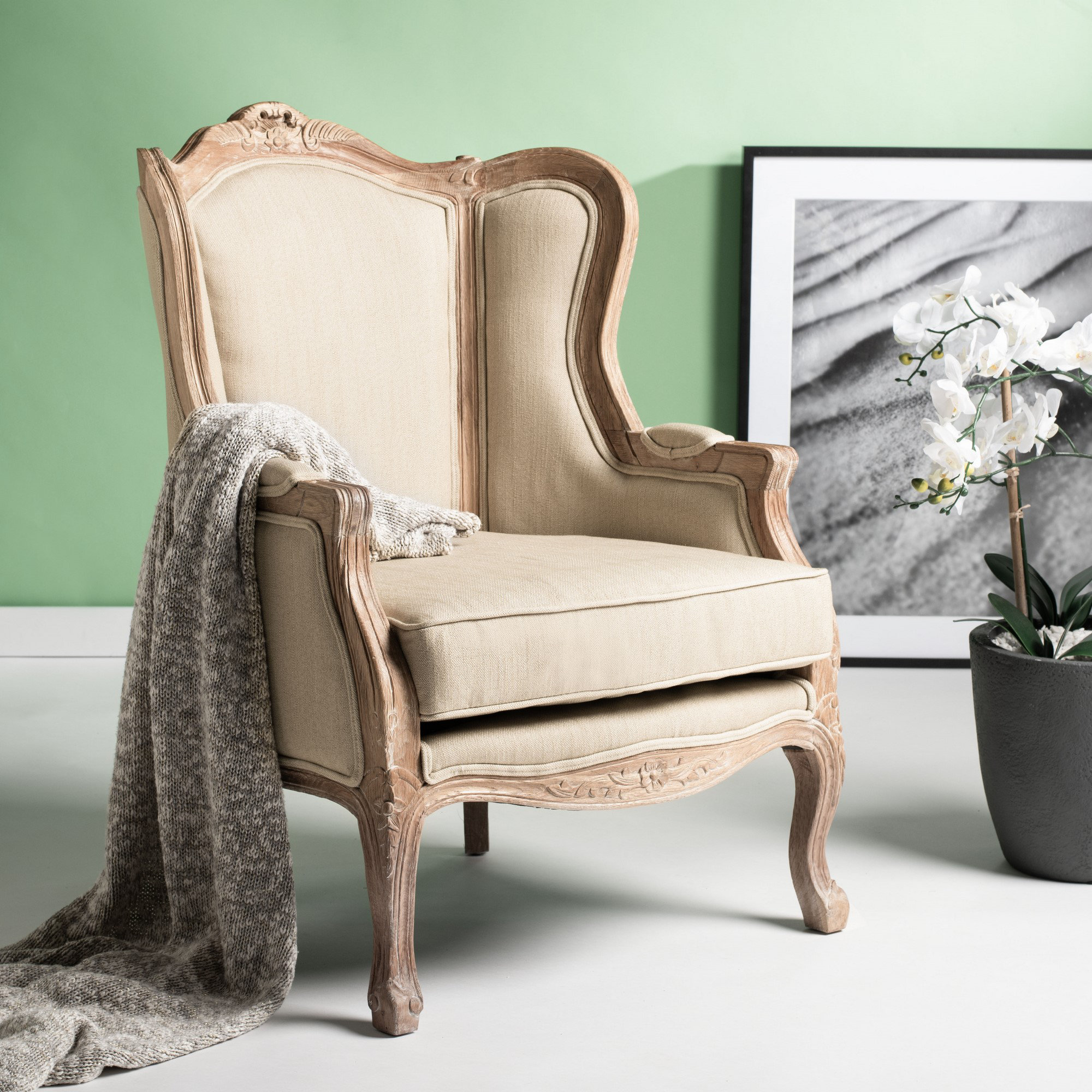 One Allium Way® Alamosa 34" Wide Linen Wingback Chair & Reviews | Wayfair