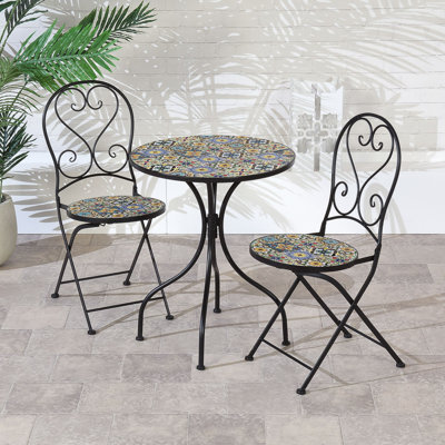 Dunarragan 2 - Person Round Ceramic and Steel Patio Dining Set