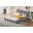 Upholstered Platform Bed with Velvet Fabric, Grounded Bed with Solid Frame, Gray