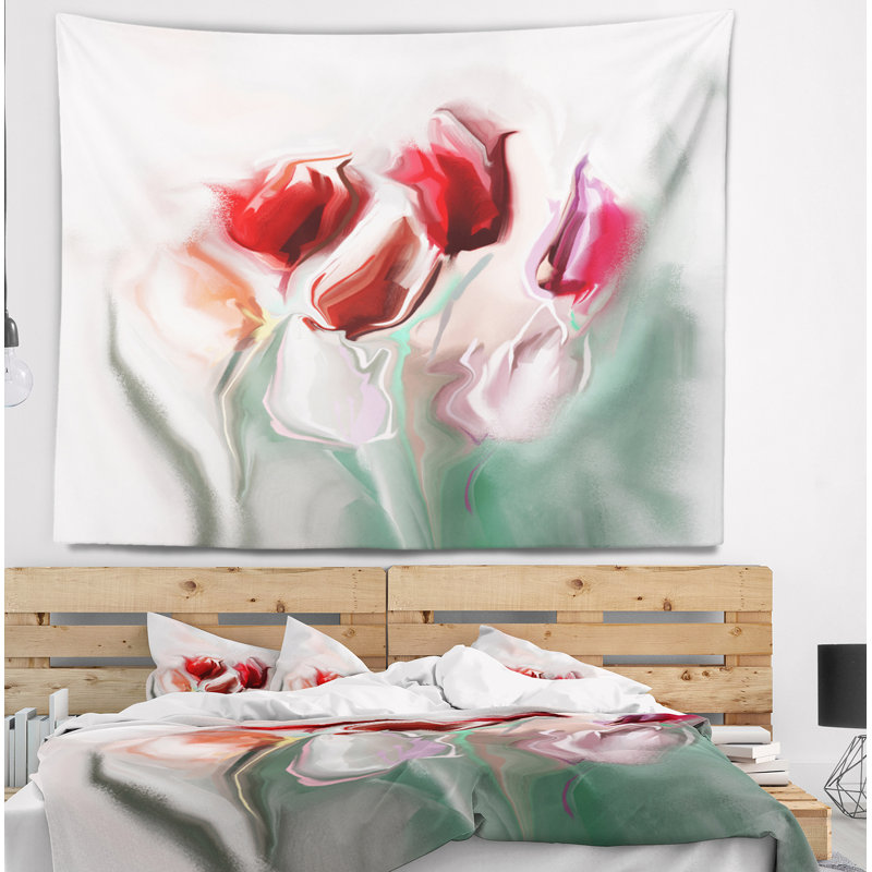 Tapisserie d’illustration en aquarelle d’animaux floral, H 50 po x l 60 po
