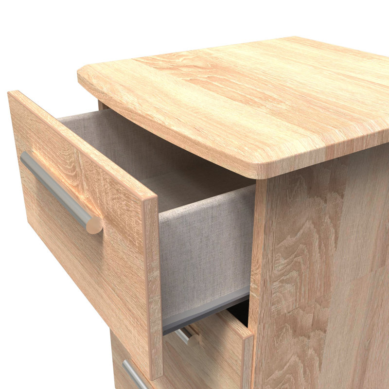 Borgeson 3 Drawer Bedside Cabinet (Ready Assembled), Bardolino Oak