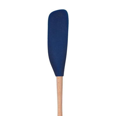Gratte-pot Tovolo Flex-Core avec poignée en bois naturel pour beurre d'arachide et pots, indigo foncé