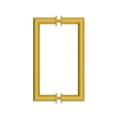 Brixwell MTPH8X8SB Round Tubing Mitered Corner Back to Back Pull Handle Brass Material, 1/4" To 1/2" Glass Thickness, Satin Brass Finish