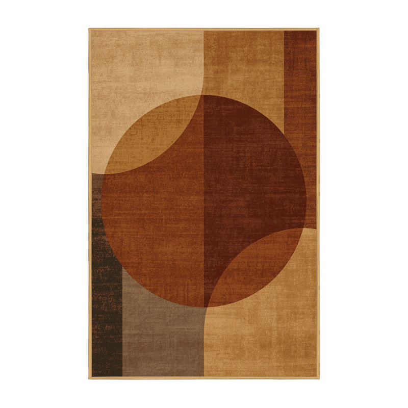 Soft Plush Fiqueroa Thanksgiving Modern & Contemporary Abstract Area Rug in Brown – LightBrown Binding, 3x5