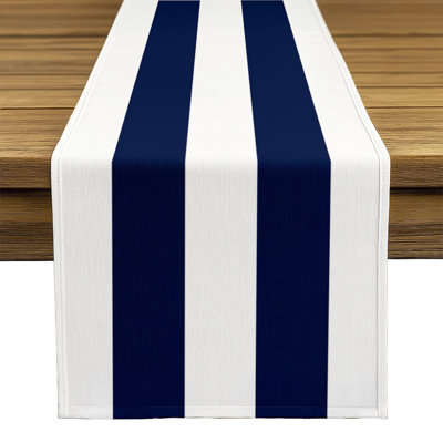 Navy Striped Table Runner 108" x 14"