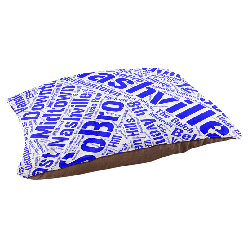 Coussin de chien « districts », Très grand (H 17 po x l 50 po x P 40 po), Bleu, Nashville
