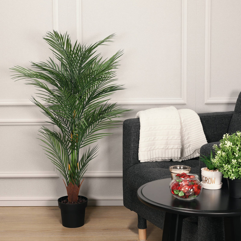 Faux Palm Plant in Plastic Pot, 47" H x 19" W x 19" D