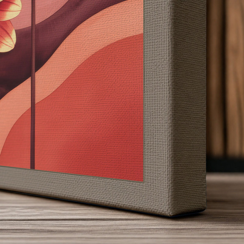 Dahlia Dreams Botanical - Wrapped Canvas, 30x20 - 76.2 x 50.8 cm, Taupe Border