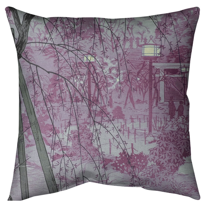 Coussin Euro Misty Evening at Shinobazu Pond, Rose, Polyester filé