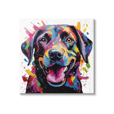 «Happy Dog Modern Splatter on Canvas» par Marybeth Cunningham, reproduction