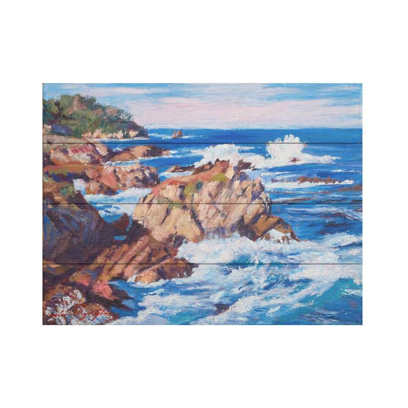 David Lloyd Glover  CENTRAL COAST AT CARMEL Wood Slat Art, H 18 po x l 22 po