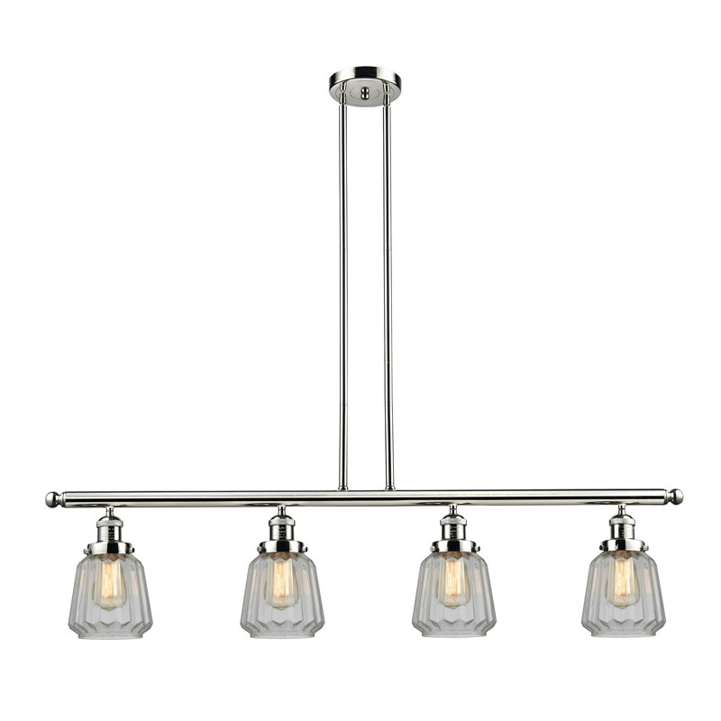 Pendentif de cuisine à 4 lumières Vinson, Nickel poli