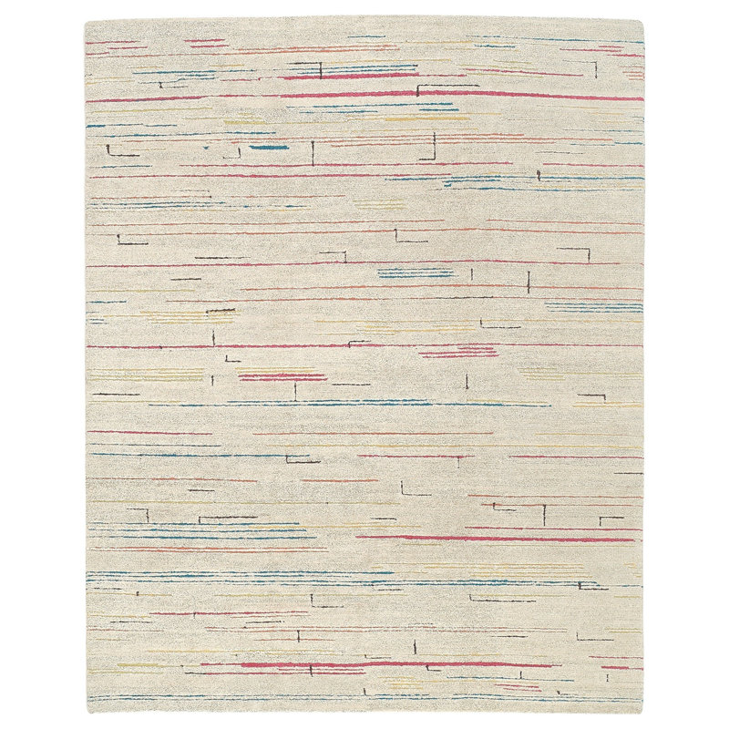 Fragment Hand Knotted Wool Striped Area Rug, Rectangle 3' x 5'