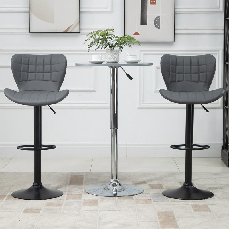 Beatrize Upholstered Adjustable Height Bar Stool with Steel Frame