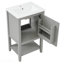 Meuble-lavabo de salle de bain avec lavabo, armoire de salle de bain avec porte à fermeture douce, support de rangement et tablette ouverte, gris-106163645