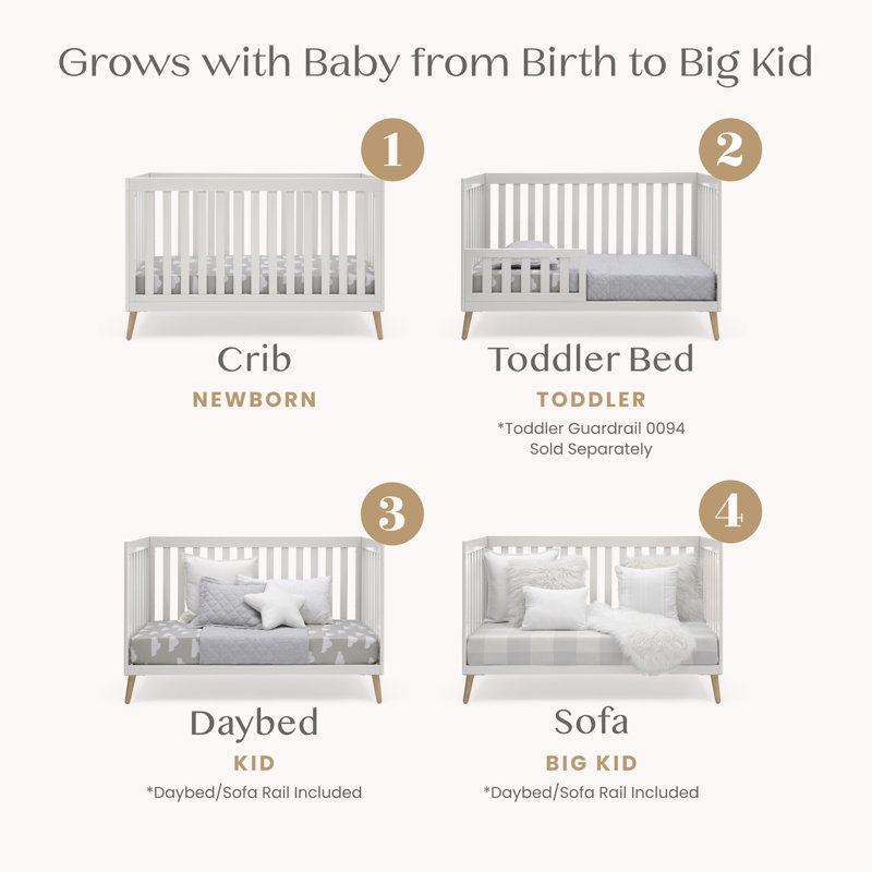 Lit de bébé convertible 4-en-1 Essex, Blanc Bianca, Lit à barreaux