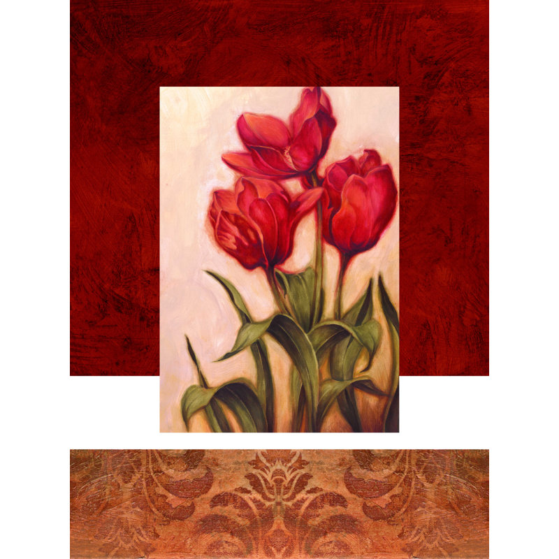 Fleurs rouges 2 - reproduction sur toile tendue, H 40 po x l 30 po