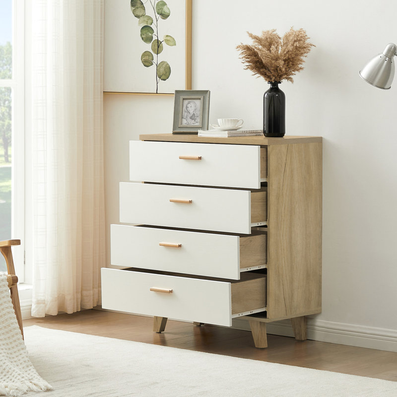 Solid Wood Handle Buffet Table For Hallway, Spacious Interior - White Oak Look Kitchen Storage Dresser Cabinet Handle, 80 Lbs Weight, Big Drawer Design