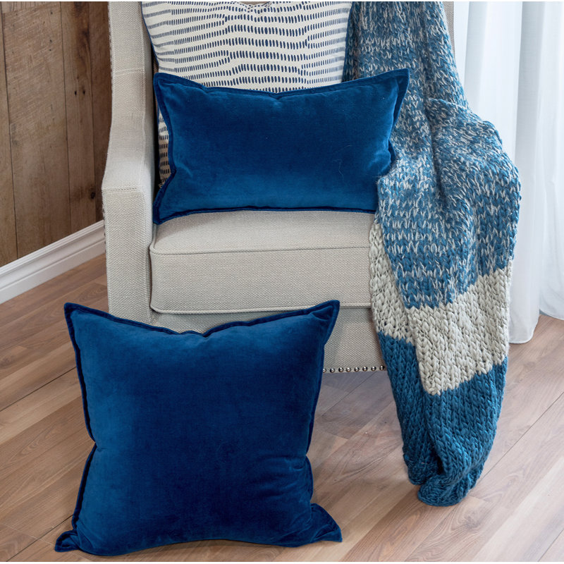 Coussin lombaire velours Bethany, Bleu