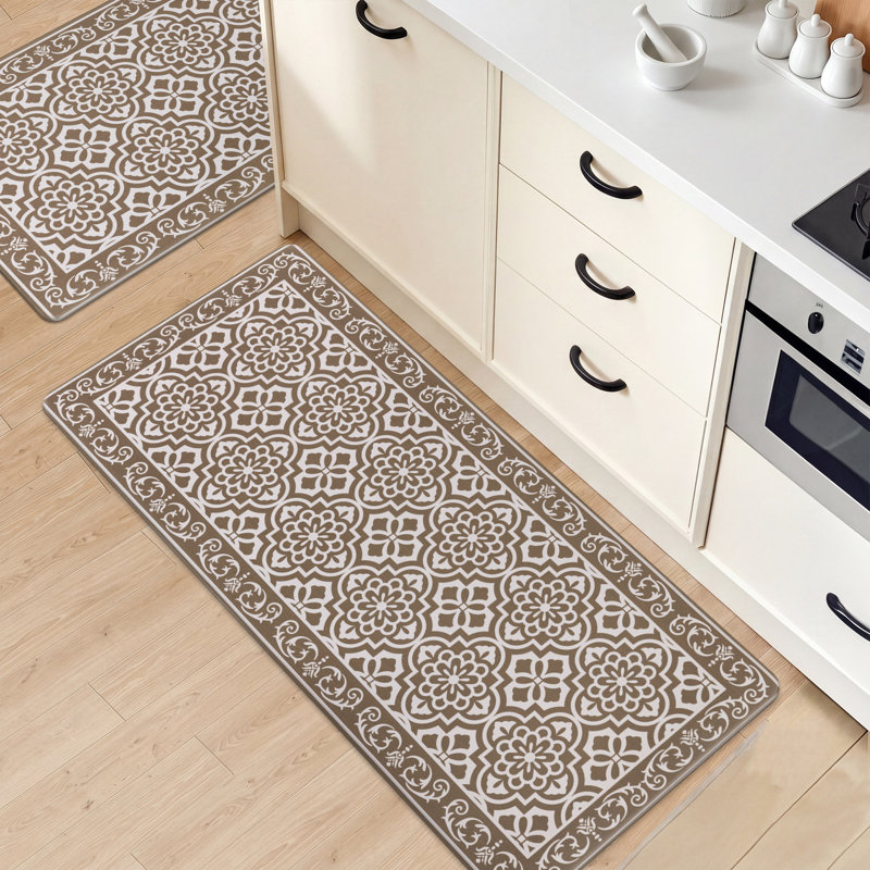 Tapis de cuisine antidérapant et antidérapant, Brown